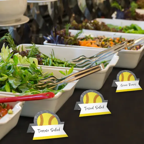 Big Dot of Happiness Grand Slam - Fastpitch Softball - Birthday Party or Baby Shower Tent Buffet Card - Table Setting Name Place Cards - Set of 24 {4}