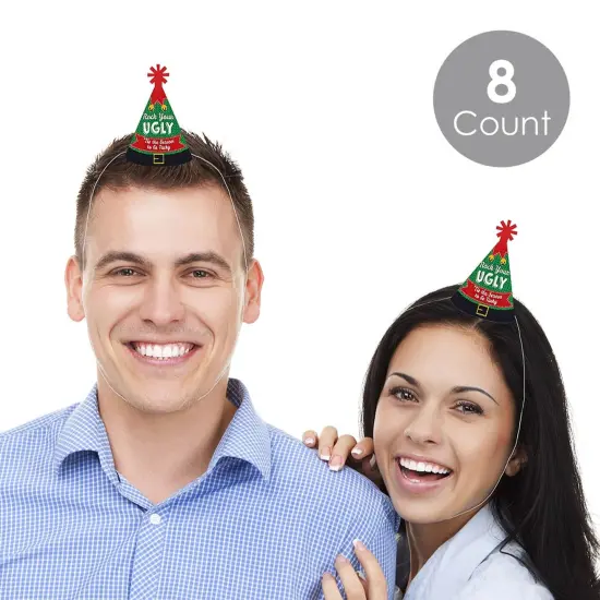 Big Dot of Happiness Ugly Sweater - Mini Cone Holiday & Christmas Party Hats - Small Little Party Hats - Set of 8 {3}
