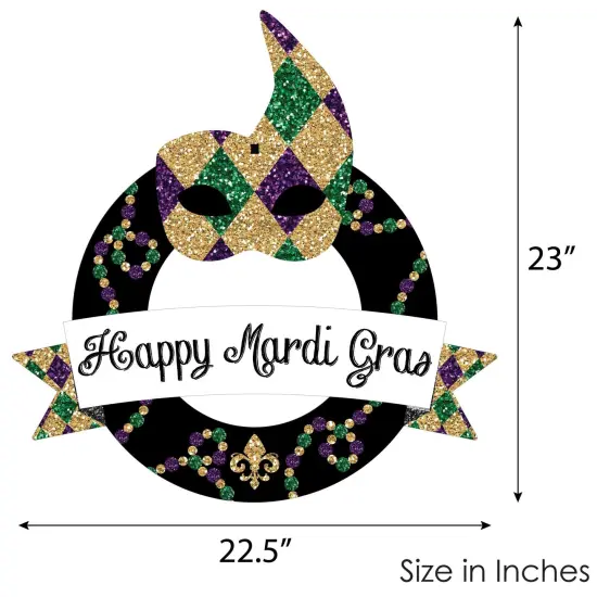 Big Dot of Happiness Mardi Gras - Outdoor Masquerade Party Decor - Front Door Wreath {6}