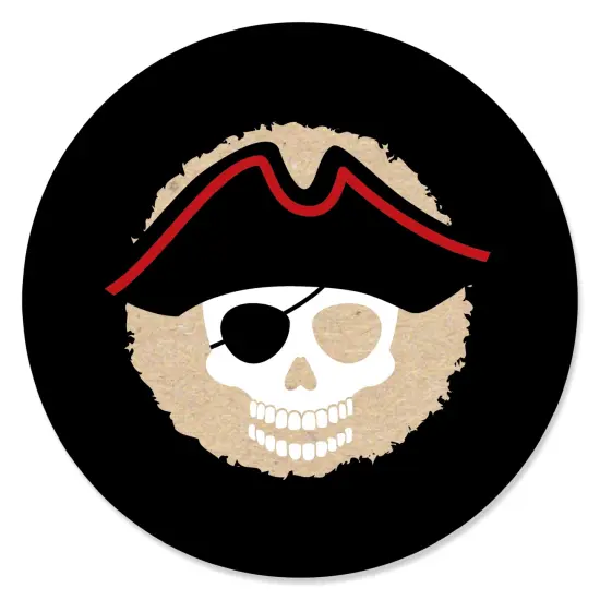 Big Dot of Happiness Beware of Pirates - Pirate Birthday Party Circle Sticker Labels - 24 Count {1}