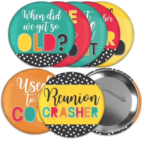 Big Dot of Happiness Class Reunion - 3 inch School Reunion Party Badge - Pinback Buttons - Set of 8 {1}