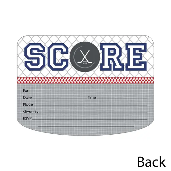 Big Dot of Happiness Shoots and Scores - Hockey - Shaped Fill-in Invites - Baby Shower or Birthday Party Invites Cards with Envelopes - Set of 12 {4}