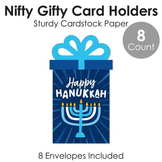 Big Dot of Happiness Hanukkah Menorah - Chanukah Holiday Party Money and Gift Card Sleeves - Nifty Gifty Card Holders - Set of 8 {6}