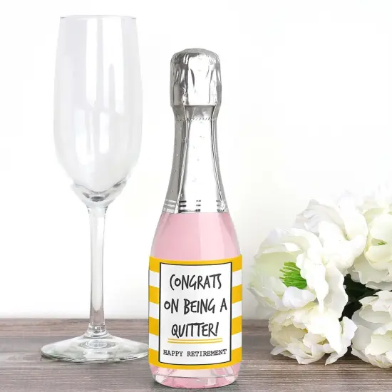 Big Dot of Happiness Retirement Party - Mini Wine and Champagne Bottle Label Stickers - Retirement Party Favor Gift for Women and Men - Set of 16 {3}