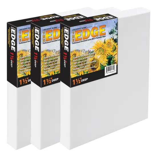 Creative Mark The Edge All Media Cotton Deluxe Stretched Canvas - 3 Pack of 1-1/2'' Deep Triple Acrylic Primed Canvas for Painting {1}