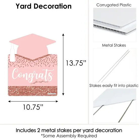 Big Dot of Happiness Rose Gold Grad - Outdoor Lawn Sign - Graduation Party Yard Sign - 1 Piece {7}