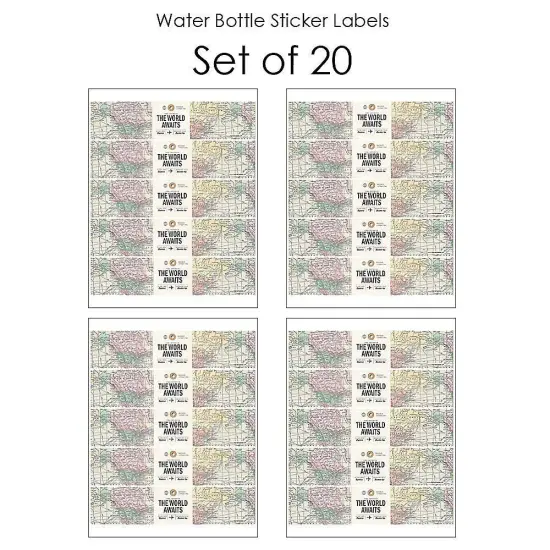 Big Dot of Happiness World Awaits - Travel Themed Party Water Bottle Sticker Labels - Set of 20 {4}