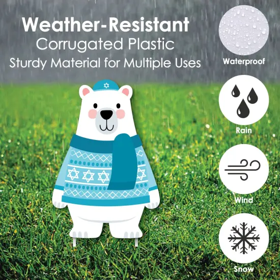 Big Dot of Happiness Hanukkah Bear - Polar Bear Dreidel Menorah Lawn Decorations - Outdoor Chanukah Holiday Sweater Party Yard Decorations - 10 Piece {6}