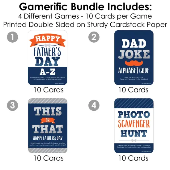 Big Dot of Happiness Happy Father's Day - 4 We Love Dad Party Games - 10 Cards Each - Gamerific Bundle {4}