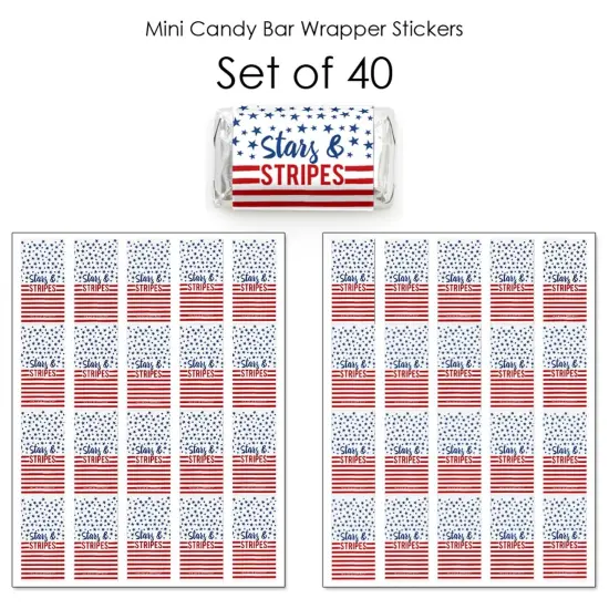 Big Dot of Happiness Stars and Stripes - Mini Candy Bar Wrapper Stickers - Memorial Day, 4th of July & Labor Day USA Patriotic Small Favors - 40 Count {4}