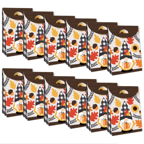 Big Dot of Happiness Fall Gnomes - Autumn Harvest Gift Favor Bags - Party Goodie Boxes - Set of 12 {6}