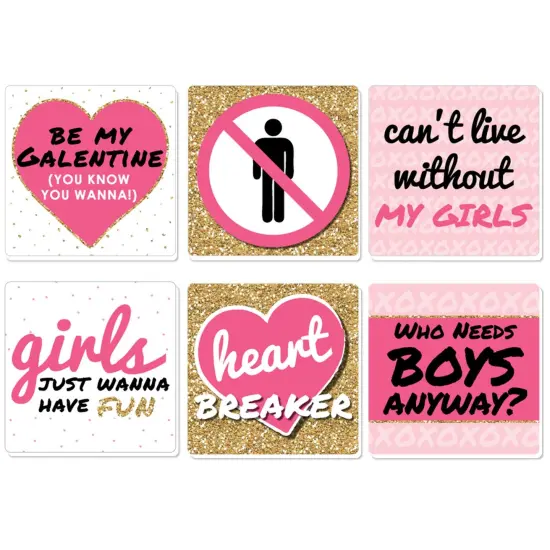Big Dot of Happiness Be My Galentine - Funny Galentine's & Valentine's Day Party Decorations - Drink Coasters - Set of 6 {1}