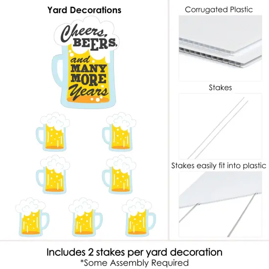 Big Dot of Happiness Funny Prank Cheers, Beers, and Many More Years - Yard Sign and Outdoor Lawn Decorations - Birthday Yard Signs - Set of 8 {6}