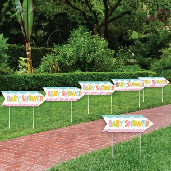Big Dot of Happiness Colorful Baby Shower - Arrow Gender Neutral Party Direction Signs - Double Sided Outdoor Yard Signs - Set of 6 {3}