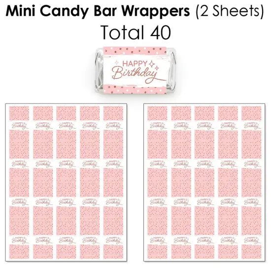 Big Dot of Happiness Pink Rose Gold Birthday - Happy Birthday Party Candy Favor Sticker Kit - 304 Pieces {4}
