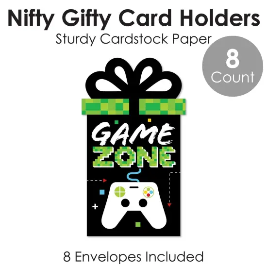 Big Dot of Happiness Game Zone - Pixel Video Game Party or Birthday Party Money and Gift Card Sleeves - Nifty Gifty Card Holders - Set of 8 {6}