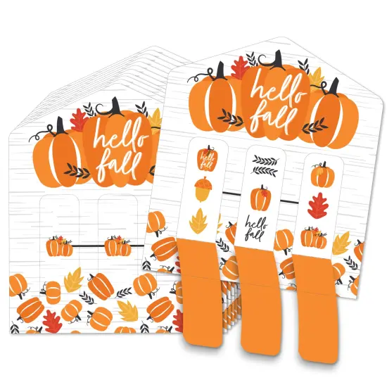 Big Dot of Happiness Fall Pumpkin - Halloween or Thanksgiving Party Game Pickle Cards - Pull Tabs 3-in-a-Row - Set of 12 {1}
