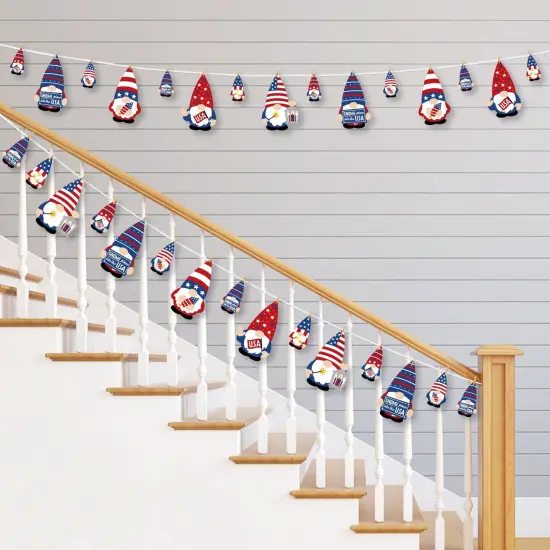 Big Dot of Happiness Patriotic Gnomes - Memorial Day, 4th of July and Labor Day Gnome Party DIY Decorations - Clothespin Garland Banner - 44 Pieces {3}
