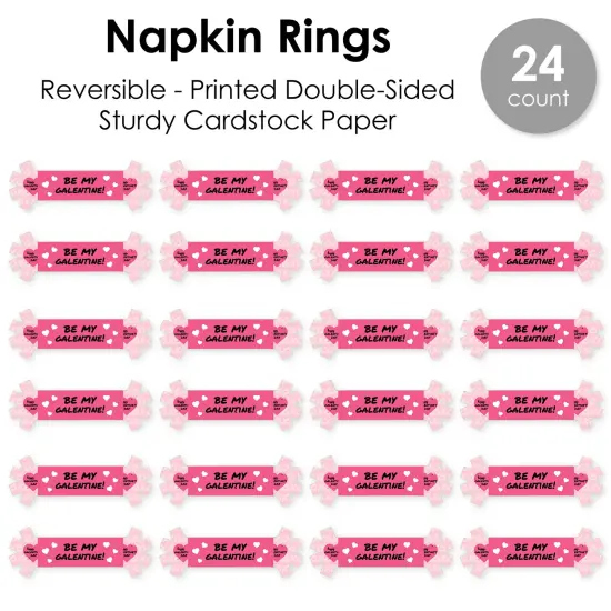 Big Dot of Happiness Be My Galentine - Galentine's & Valentine's Day Party Paper Napkin Holder - Napkin Rings - Set of 24 {7}