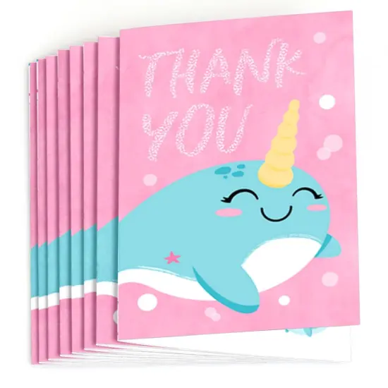 Big Dot of Happiness Narwhal Girl - Under The Sea Baby Shower or Birthday Party Thank You Cards (8 count) {3}