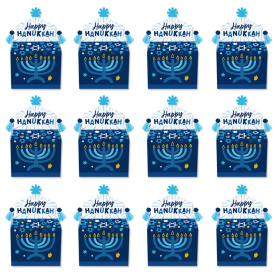 Big Dot of Happiness Hanukkah Menorah - Treat Box Party Favors - Chanukah Holiday Party Goodie Gable Boxes - Set of 12 {6}