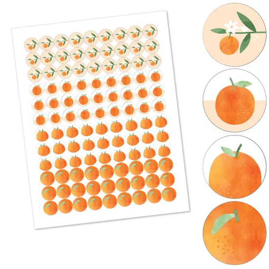Big Dot of Happiness Little Clementine - Orange Citrus Baby Shower or Birthday Party Round Candy Sticker Labels Fits Chocolate Candy 108 Ct {3}