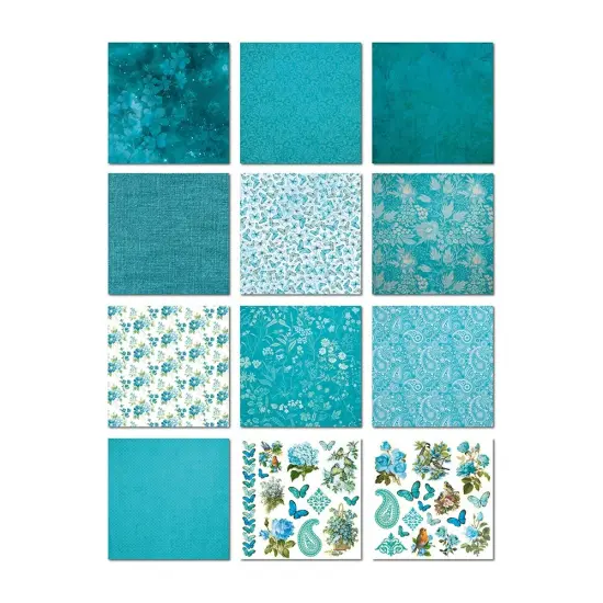 Little Birdie Cardstock 6"X6" 24/Pkg-Aqua Medley {2}
