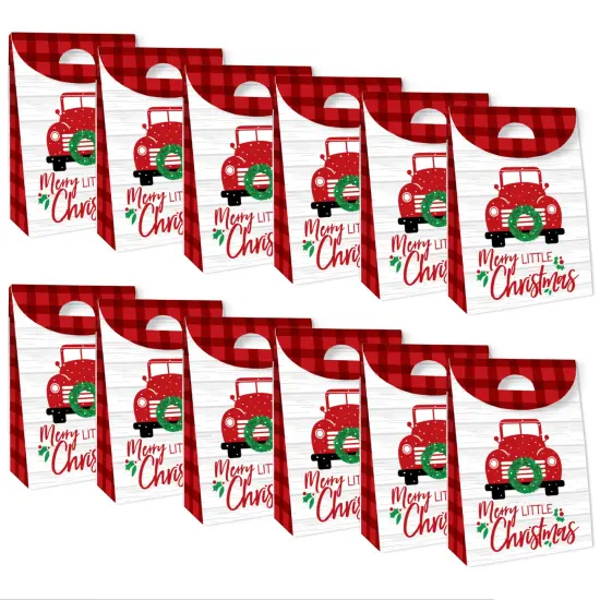 Big Dot of Happiness Merry Little Christmas Tree - Red Truck Christmas Gift Favor Bags - Party Goodie Boxes - Set of 12 {6}