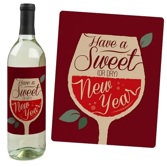 Big Dot of Happiness Rosh Hashanah - New Year Decorations for Women and Men - Wine Bottle Label Stickers - Set of 4 {7}
