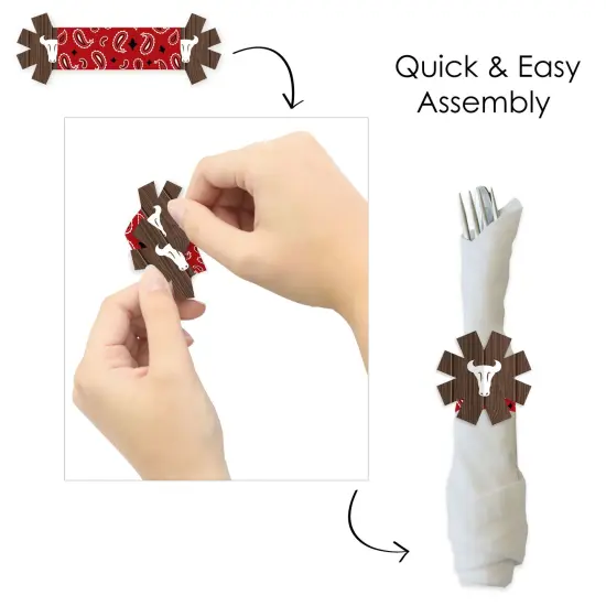 Big Dot of Happiness Western Hoedown - Wild West Cowboy Party Paper Napkin Holder - Napkin Rings - Set of 24 {6}