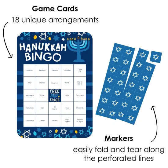 Big Dot of Happiness Hanukkah Menorah - Bingo Cards and Markers - Chanukah Holiday Party Bingo Game - Set of 18 {3}