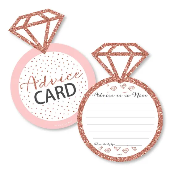Big Dot of Happiness Bride Squad - Ring Wish Card Rose Gold Bridal Shower or Bachelorette Party Activities - Shaped Advice Cards Game - Set of 20 {1}