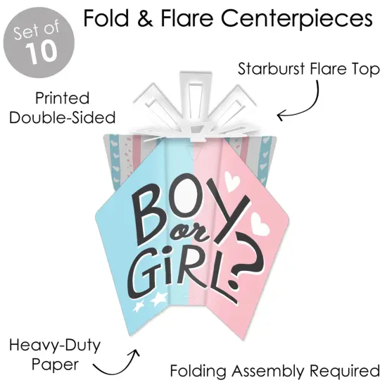 Big Dot of Happiness Baby Gender Reveal - Table Decorations - Team Boy or Girl Party Fold and Flare Centerpieces - 10 Count {6}