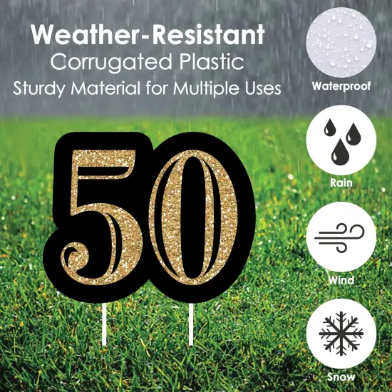 Big Dot of Happiness Adult 50th Birthday - Gold Lawn Decorations - Outdoor Birthday Party Yard Decorations - 10 Piece {6}