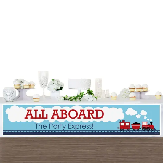 Big Dot of Happiness Railroad Party Crossing - Steam Train Happy Birthday Decorations Party Banner {4}