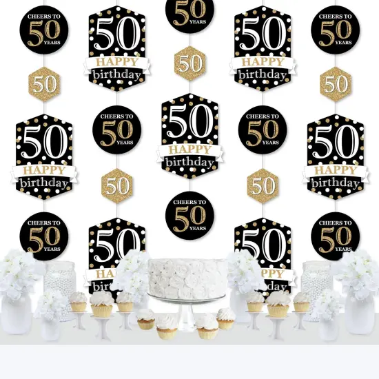 Big Dot of Happiness Adult 50th Birthday - Gold - Birthday Party DIY Dangler Backdrop - Hanging Vertical Decorations - 30 Pieces {3}