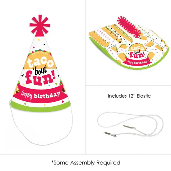 Big Dot of Happiness Taco &lsquo;Bout Fun - Cone Happy Birthday Party Hats for Kids and Adults - Set of 8 (Standard Size) {6}