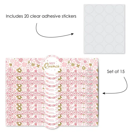 Big Dot of Happiness Mis Quince Anos - DIY Party Supplies - Quinceanera Sweet 15 Birthday Party DIY Wrapper Favors and Decorations - Set of 15 {3}