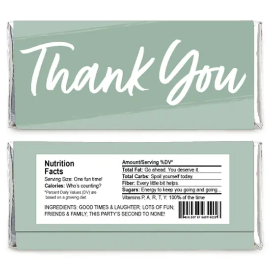 Big Dot of Happiness Sage Green Elegantly Simple - Candy Bar Wrapper Guest Party Favors - Set of 24 {3}