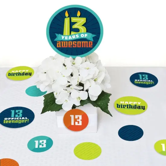 Big Dot of Happiness Boy 13th Birthday - Official Teenager Birthday Party Giant Circle Confetti - Party Decorations - Large Confetti 27 Count {7}
