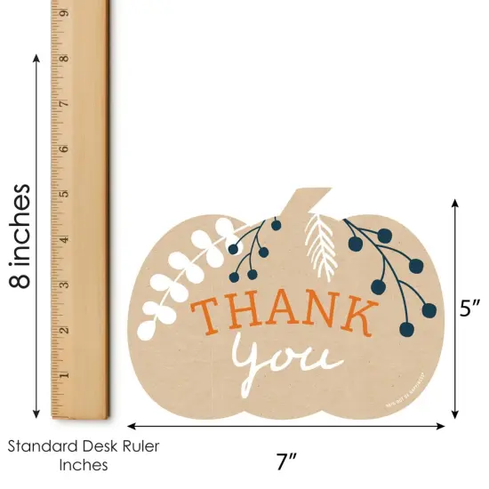 Big Dot of Happiness Happy Thanksgiving - Shaped Thank You Cards - Fall Harvest Party Thank You Note Cards with Envelopes - Set of 12 {7}