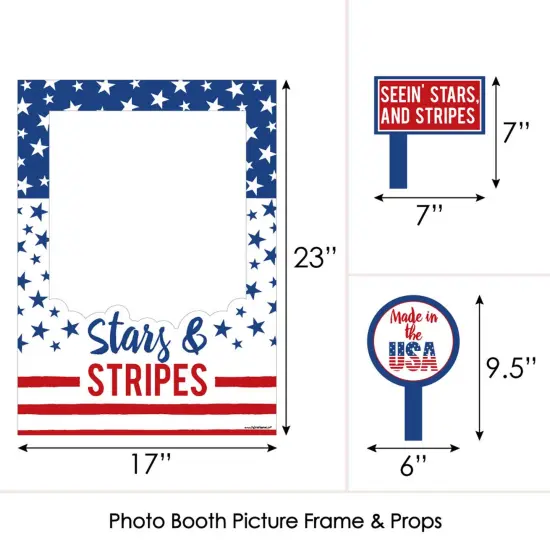 Big Dot of Happiness Stars & Stripes - Memorial Day, 4th of July & Labor Day Selfie Photo Booth Picture Frame & Props - Printed on Sturdy Material {6}