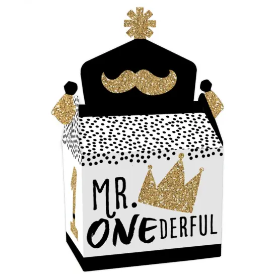Big Dot of Happiness 1st Birthday Little Mr. Onederful - Treat Box Party Favors - Boy First Birthday Party Goodie Gable Boxes - Set of 12 {1}