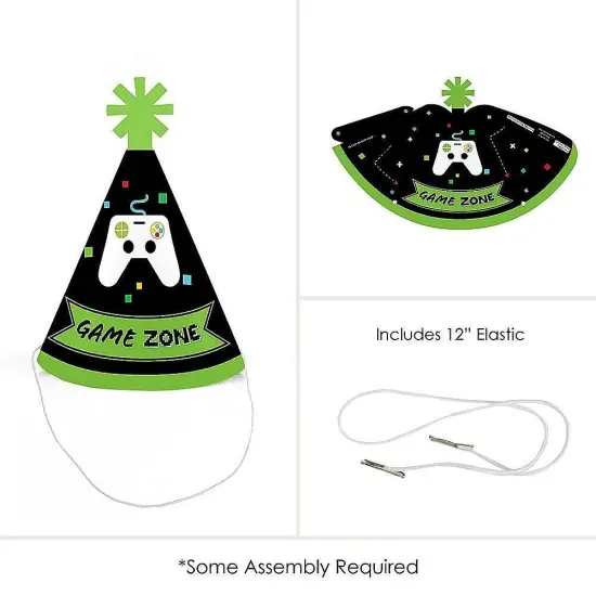 Big Dot of Happiness Game Zone - Mini Cone Pixel Video Game Party or Birthday Party Hats - Small Little Party Hats - Set of 8 {6}