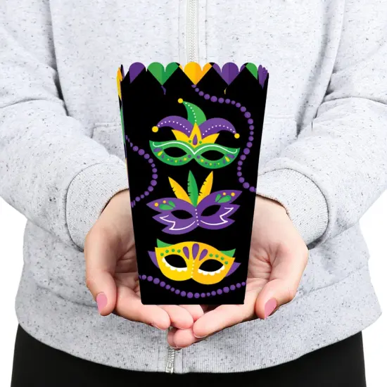 Big Dot of Happiness Colorful Mardi Gras Mask - Masquerade Party Favor Popcorn Treat Boxes - Set of 12 {6}