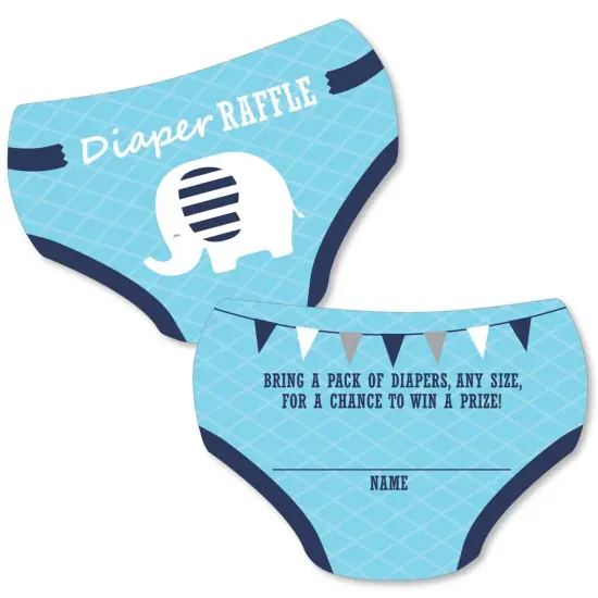 Big Dot of Happiness Blue Elephant - Diaper Shaped Raffle Ticket Inserts - Boy Baby Shower Activities - Diaper Raffle Game - Set of 24 {1}