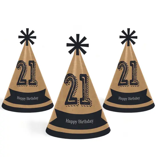 Big Dot of Happiness Finally 21 - 21st Birthday - Cone Happy Birthday Party Hats for Adults - Set of 8 (Standard Size) {7}