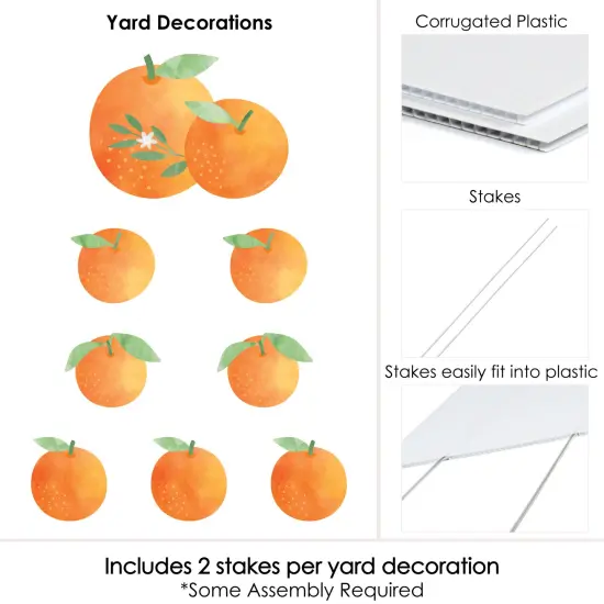 Big Dot of Happiness Little Clementine - Yard Sign and Outdoor Lawn Decorations - Orange Citrus Baby Shower or Birthday Party Yard Signs - Set of 8 {6}