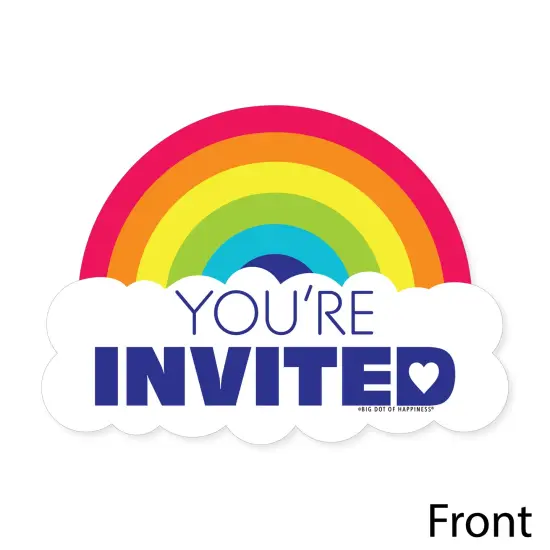 Big Dot of Happiness Love is Love - Pride - Shaped Fill-In Invitations - Rainbow Party Invitation Cards with Envelopes - Set of 12 {4}