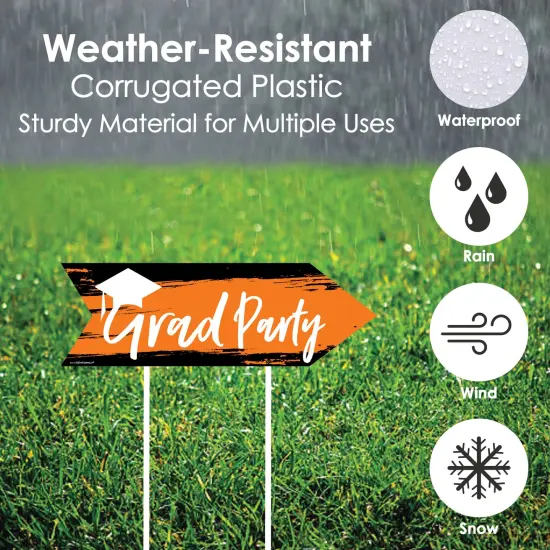 Big Dot of Happiness Orange Graduation Party Sign Arrow - Double Sided Directional Yard Signs - Set of 2 {4}